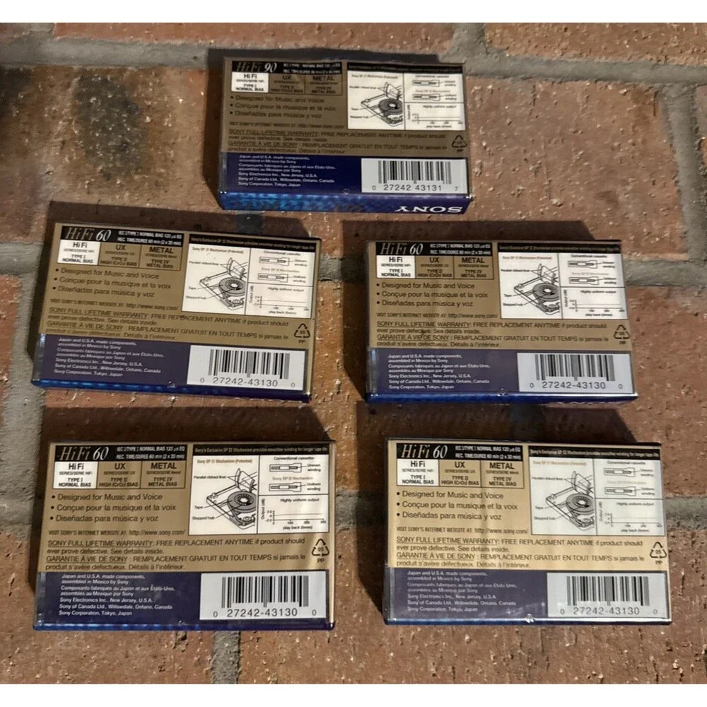 SONY HiFi 60/90 Minute Blank Normal Bias Cassette Tapes Sealed NEW 4/60 & 1/90
